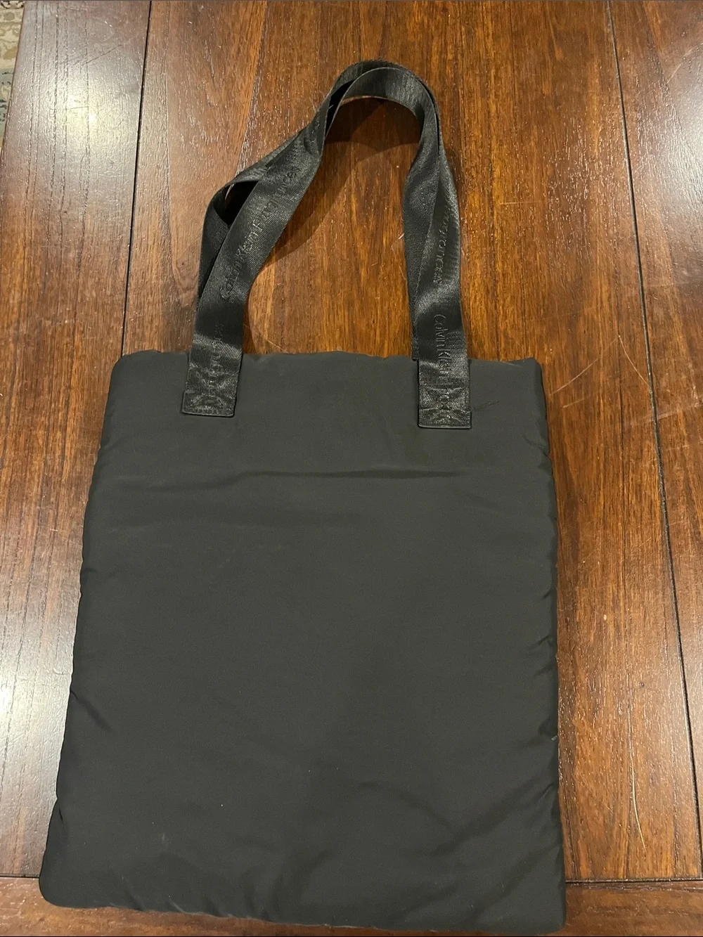 Calvin Klein Black Nylon Tote Messenger Bag with Zip Pocket